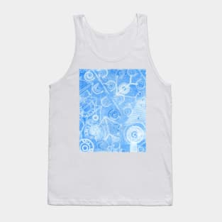 Techno 3 Monotype Ghost Print in Blue Tank Top